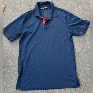 Travis Mathew Dark Blue Polo with Red Trim